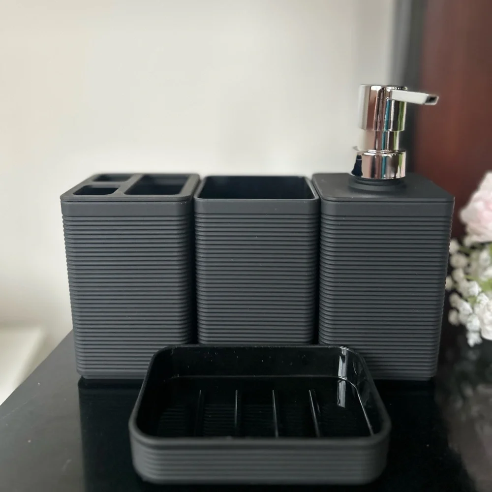 4 pieces Black Bathroom Accessory Set